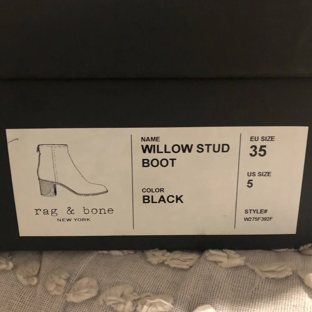 Rag & Bone Willow Stud Black Leather Ankle Boots. New In Box! Sz 5 - Picture 10 of 10